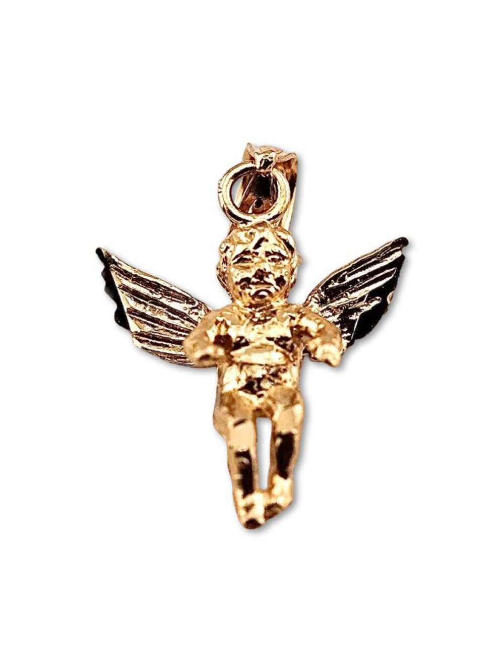 14K Gold Praying Angel Pendant | 3D Solid Gold Charm By Tehrani Jewelry